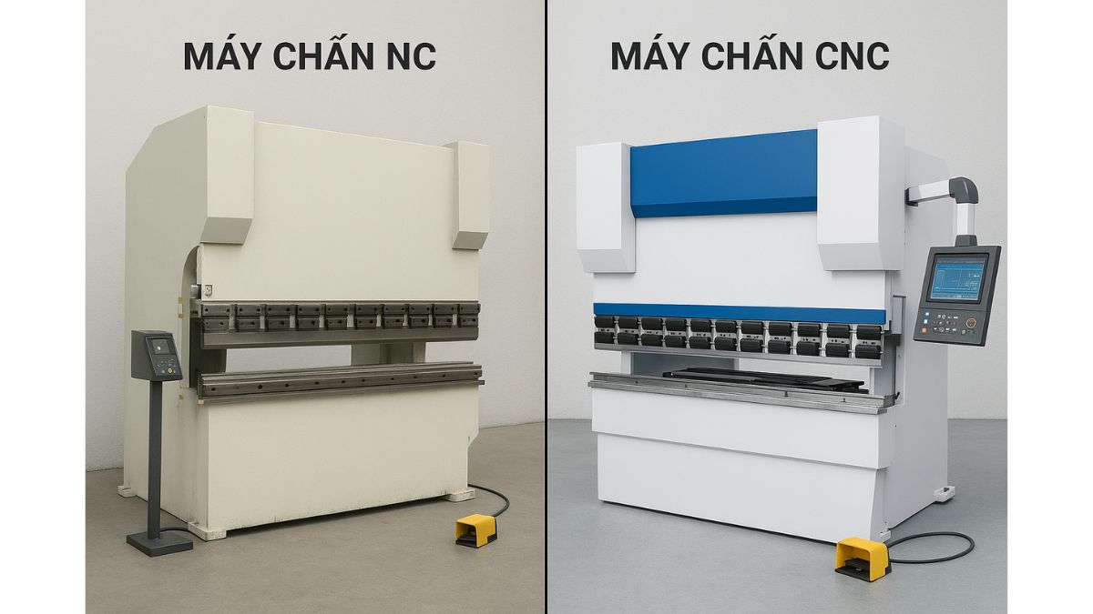 So sánh máy chấn NC và máy chấn CNC – ưu nhược điểm trong gia công tôn thép, lựa chọn máy chấn tôn phù hợp cho xưởng cơ khí hiện đại.