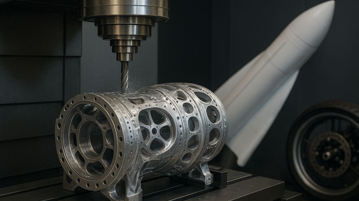 "Gia công CNC chi tiết kim loại phức tạp bằng máy phay hiện đại độ chính xác cao"