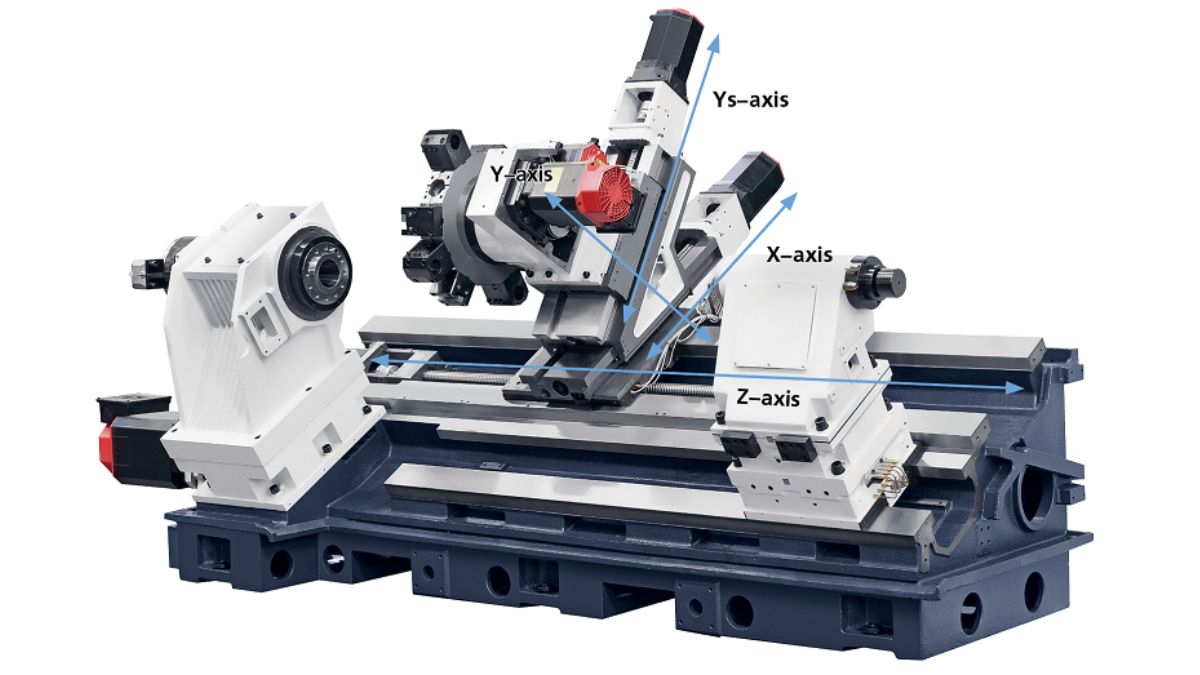 "Máy tiện CNC nhiều trục X, Y, Z với độ chính xác cao trong gia công kim loại công nghiệp."