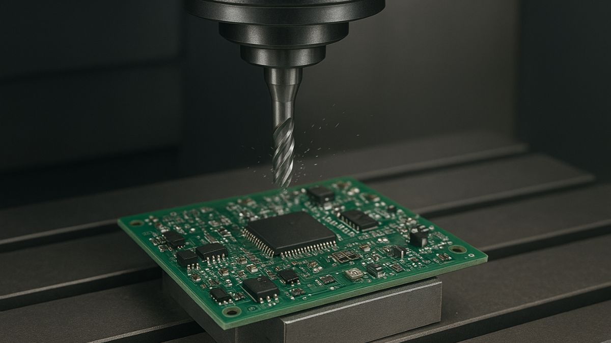 "Gia công CNC trên bo mạch điện tử – phay CNC chính xác bảng mạch PCB công nghệ cao"