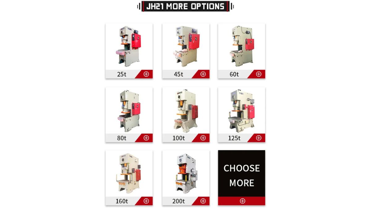 "Các loại máy dập công nghiệp phổ biến: máy dập cơ thân C (C-Frame), máy dập cơ thân H (H-Frame) và máy dập thủy lực."