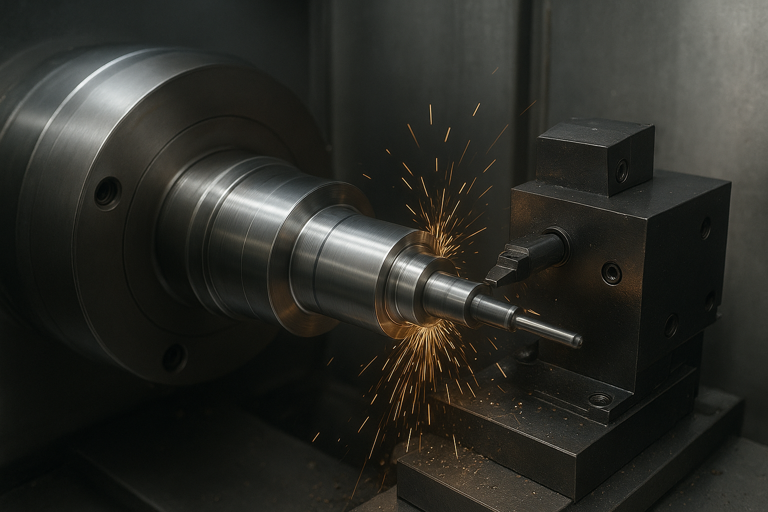 "Máy tiện CNC gia công chi tiết kim loại chính xác cao – công nghệ tiện CNC hiện đại trong sản xuất cơ khí"