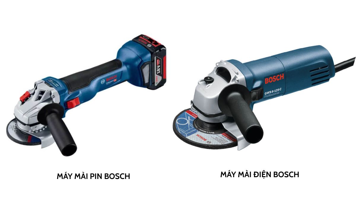 "So sánh máy mài góc pin Bosch và máy mài điện Bosch chính hãng"