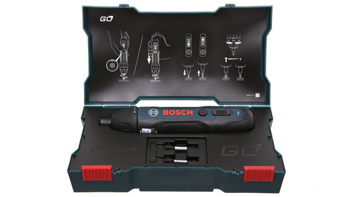 "Bộ máy bắt vít Bosch Go cầm tay kèm hộp đựng và phụ kiện chính hãng tiện lợi"