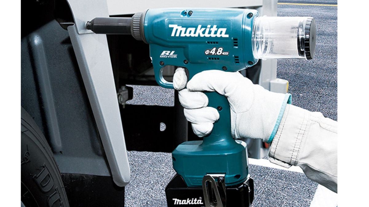 Máy tán đinh cầm tay Makita DRV150Z dùng pin, hiệu suất cao, thiết kế gọn nhẹ, lý tưởng cho các công việc cơ khí và sửa chữa xe hơi