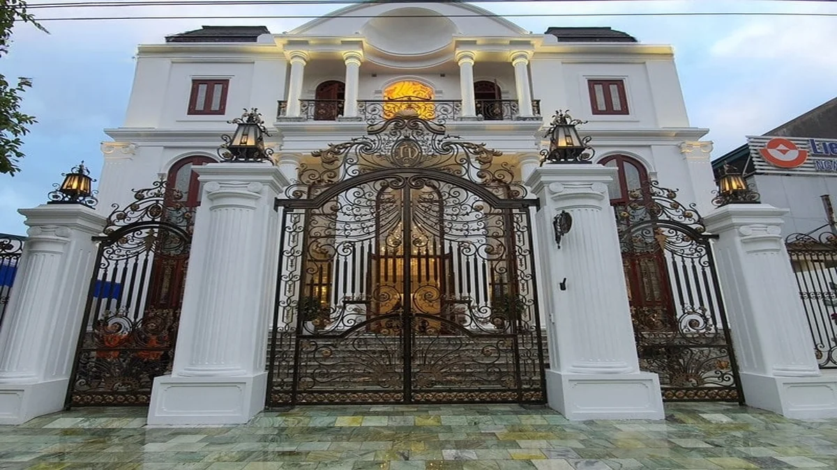 Mẫu cổng tân cổ điển tối giản cho biệt thự sang trọng, thiết kế tinh tế và đẳng cấp