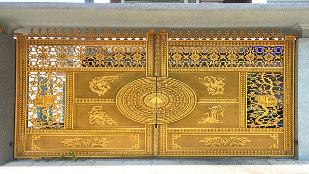 Mẫu cổng Tứ Linh Long Lân Quy Phụng đúc nhôm nghệ thuật sang trọng